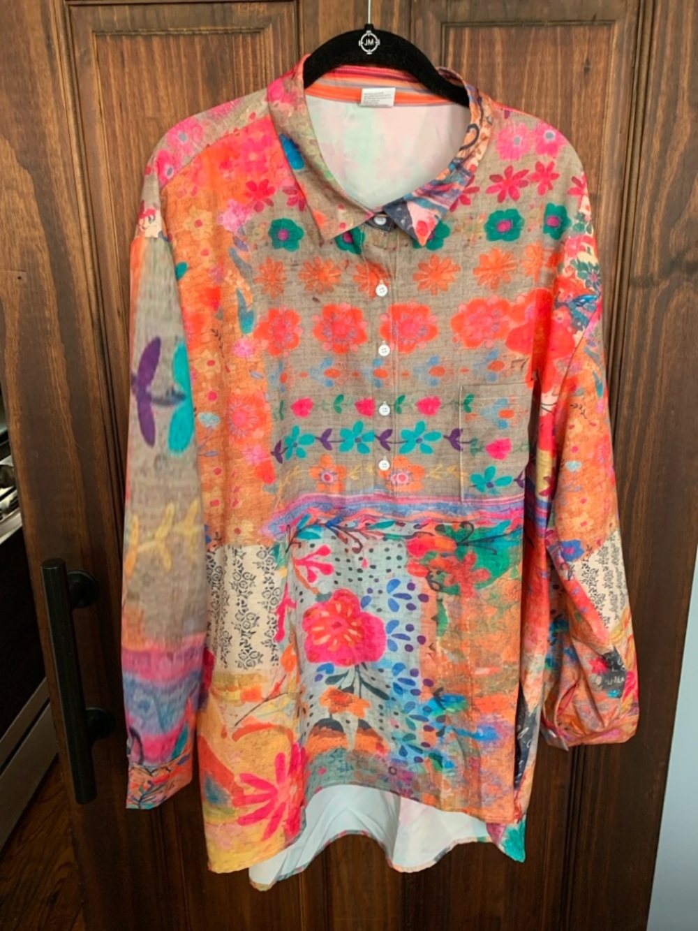 Elle Colorful Striped Top with Vibrant Orange and Pink Stripes NEW PLUS 4x